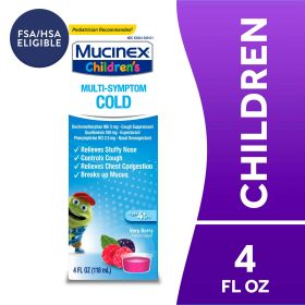 Mucinex Children's Cold & Cough Medicine, Expectorant for Kids, Very Berry Flavor Liquid, 4 fl oz