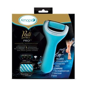 Amope Pedi Perfect Pro Rechargeable Foot File Dual- Speed with Diamond Crystals for Feet Hard and Dead Skin  Ultra Coarse Refill Head (Blue Gadget) 1