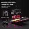 black wireless straight hair comb: super. Soft bristled brush, portable cordless design, USB charging, hidden heating, scalp massage, LED display scre