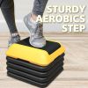 Height-Adjustable Step Aerobics Platform Fitness Equipment Stepper Trainer Exercise Step Platform with 4 Riser Yellow