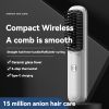 black wireless straight hair comb: super. Soft bristled brush, portable cordless design, USB charging, hidden heating, scalp massage, LED display scre