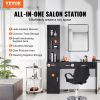 VEVOR Salon Station, Wall Mount Barber Salon Station for Hair Stylist, Beauty Spa Furniture Set, 1 Storage Cabinet, 3 Open Cubbies and 3 Drawers(One L