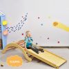 3-in-1 Wooden Climber Ladder Structure with Rock Climbing Ramp and Padding